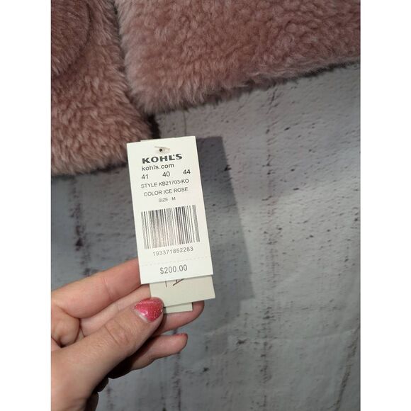 Koolaburra by UGG Hooded Faux Fur‎ Coat in Pink Ice Sz M Medium NWT Mob Wife - Picture 4 of 11